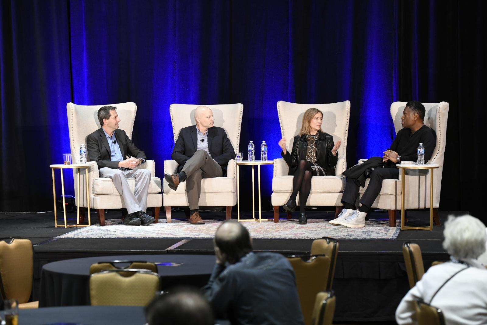 Professors Peter Stone, Matthew Lease, Sherri Greenberg and S. Craig Watkins discuss the ethics of AI at the Texas Academy of Medicine Engineering Science and Technology (TAMEST) 2024 Conference, February 2024. Professors Peter Stone, Matthew Lease, Sherri Greenberg and S. Craig Watkins discuss the ethics of AI at the Texas Academy of Medicine Engineering Science and Technology (TAMEST) 2024 Conference, February 2024.