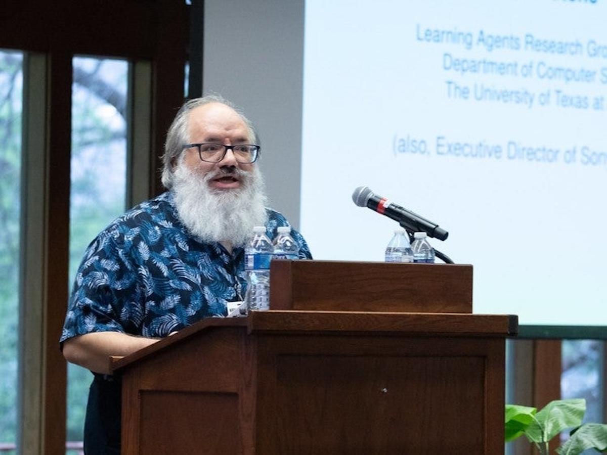 Ken Fleischmann speaks at the 2025 Good Systems Symposium at UT Austin, in May 2025.