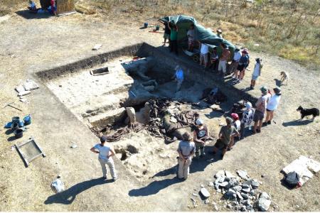 Rabinowitz in excavation pit